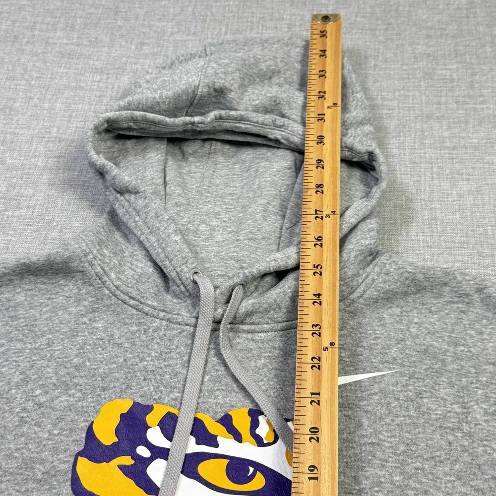 Nike LSU Tigers Hoodie Sweatshirt Mens Medium Gray Pullover Hooded Tiger Graphic